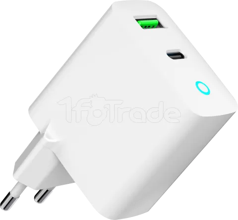 Photo de Chargeur secteur Gembird - 1x USB-C + 1x USB-A 18W (Blanc)