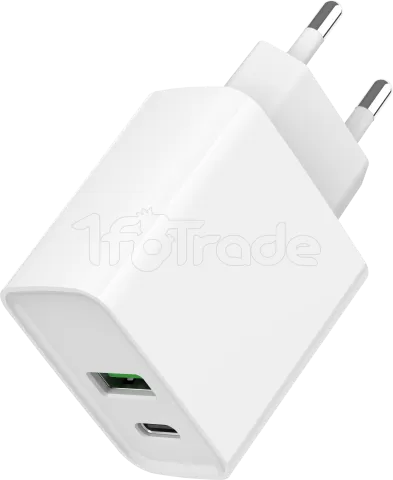 Photo de Chargeur secteur Gembird - 1x USB-C + 1x USB-A 20W (Blanc)