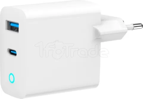 Photo de Chargeur secteur Gembird - 1x USB-C + 1x USB-A 65W (Blanc)