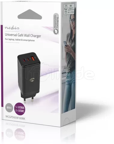 Photo de Chargeur secteur Nedis 1 port USB-A + 2 ports USB-C 65W (Noir)