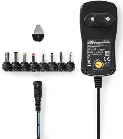 Photo de Chargeur secteur Nedis ACPA109 à tension variable (3-12V) 18W - 9 embouts