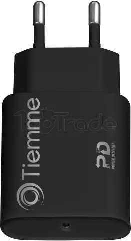 Photo de Chargeur secteur Tiemme 1 port USB 20W + Cable USB-C 1m (Noir)