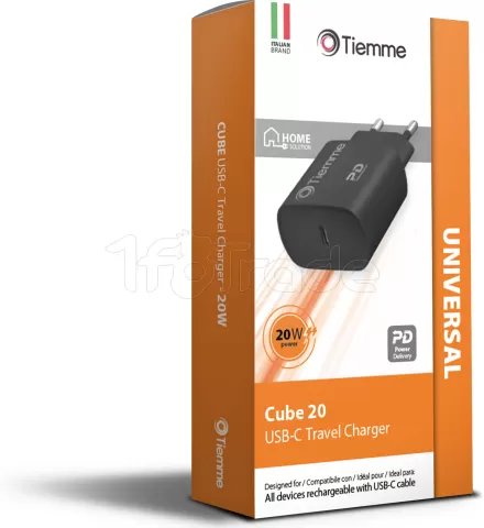 Photo de Chargeur secteur Tiemme 1 port USB-C 20W (Noir)