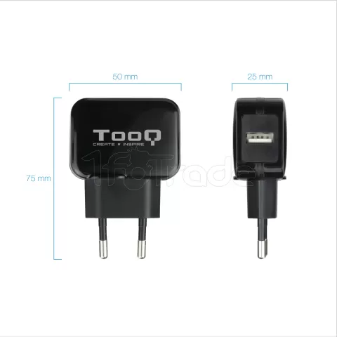 Photo de Chargeur secteur TooQ 1 port USB 12W (Noir)