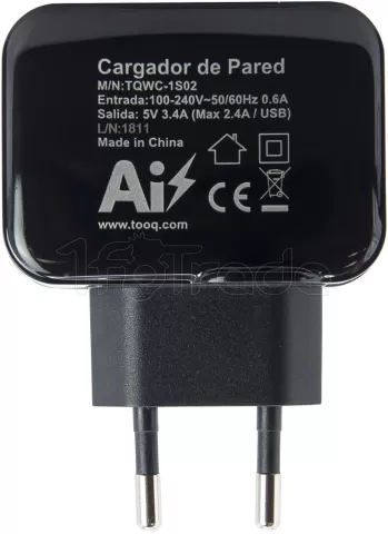 Photo de Chargeur secteur TooQ 2 port USB-A 17W (Noir)