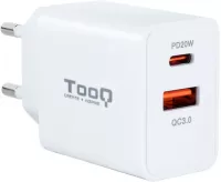 Photo de Chargeur secteur TooQ TQWC-2SC04 1x port USB-A + 1x port USB-C 20W (Blanc)