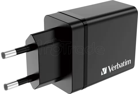 Photo de Chargeur secteur Verbatim GaN 3x ports USB-A + 1x port USB-C 30W (Noir)