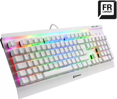 Photo de Clavier Gamer mécanique (Kailh Brown) Sharkoon Skiller SGK3 RGB (Blanc)