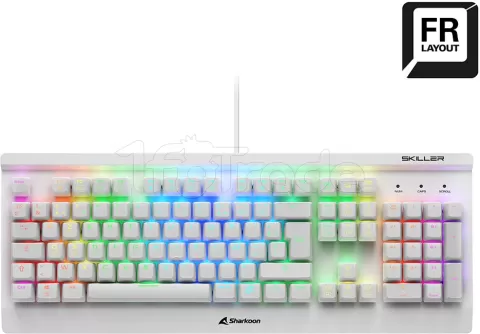 Photo de Clavier Gamer mécanique (Kailh Red) Sharkoon Skiller SGK3 RGB (Blanc)