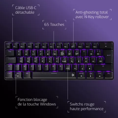 Photo de Clavier Gamer mécanique Onlan CA-100 TKL RGB (Noir)