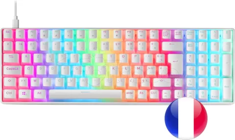 Photo de Clavier Gamer mécanique (Outemu Blue Switch) Mars Gaming MKUltra RGB (Blanc)