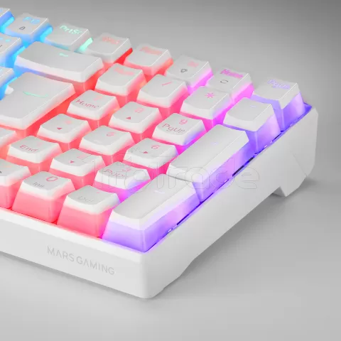 Photo de Clavier Gamer mécanique (Outemu Blue Switch) Mars Gaming MKUltra RGB (Blanc)