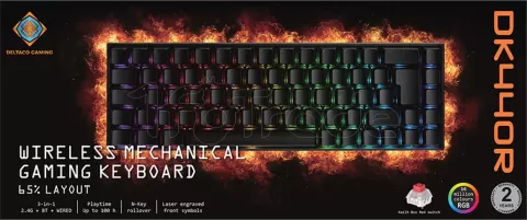 Photo de Clavier sans fil Gamer mécanique (Kailh Red) Deltaco DK440 RGB (Noir)