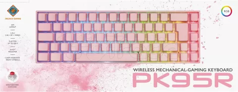 Photo de Clavier sans fil Gamer mécanique (Kailh Red) Deltaco PK95 RGB (Rose)