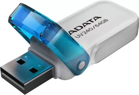 Photo de Clé USB 2.0 Adata UV240 - 64Go (Blanc/Bleu)