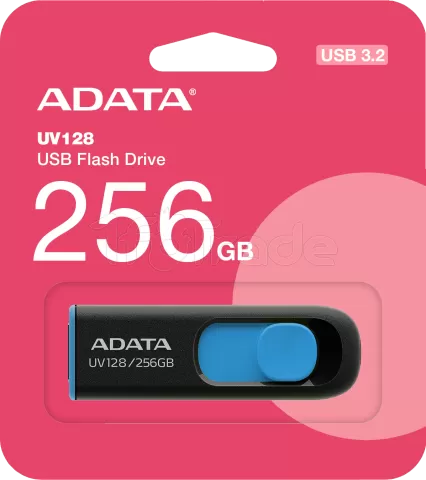 Photo de Clé USB 3.2 Adata UV128 - 256Go (Noir/Bleu)