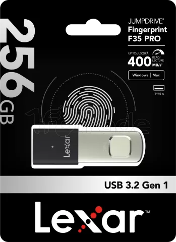 Photo de Clé USB 3.2 sécurisée Lexar JumpDrive Fingerprint F35 Pro - 256Go (Noir)