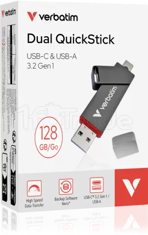 Photo de Clé USB-A/C 3.2 Verbatim Dual QuickStick - 128Go (Noir)