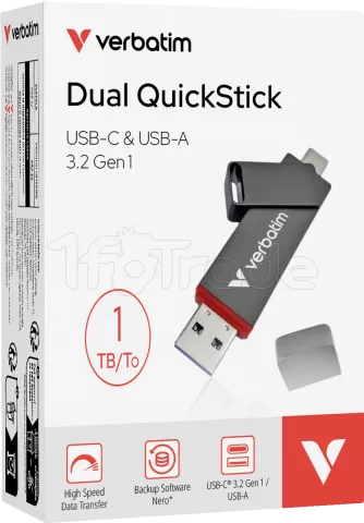 Photo de Clé USB-A/C 3.2 Verbatim Dual QuickStick - 1To (Noir)