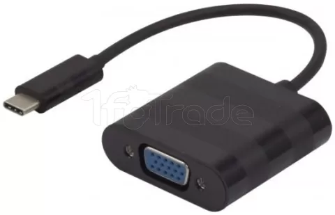 Photo de Convertisseur Dacomex USB C mâle vers VGA mâle (D-sub DE-15) 15cm (Noir)