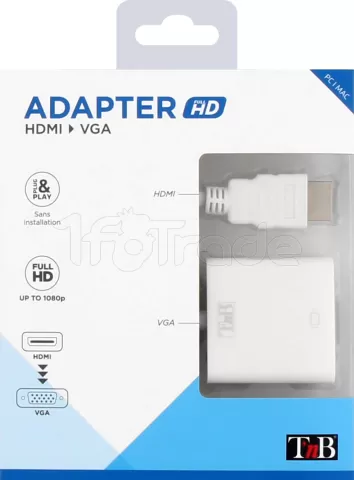 Photo de Convertisseur T'nB  HDMI mâle 1.2 vers VGA femelle (D-sub DE-15) 10cm (Noir)