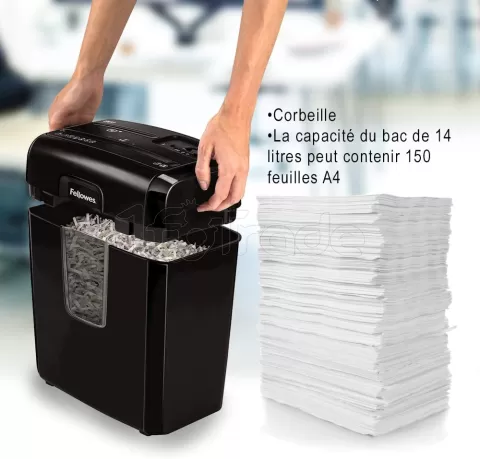 Photo de Destructeurs de documents Fellowes Powershred 8C avec panier (Noir)