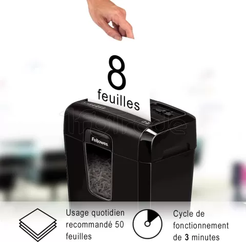 Photo de Destructeurs de documents Fellowes Powershred 8Cd Cross-Cutavec panier (Noir)