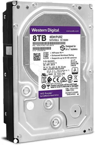 Photo de Disque Dur 3,5" Western Digital Purple 8To