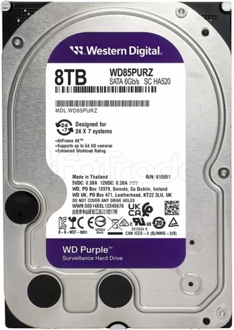 Photo de Disque Dur 3,5" Western Digital Purple Surveillance 8To - S-ATA 256Mo