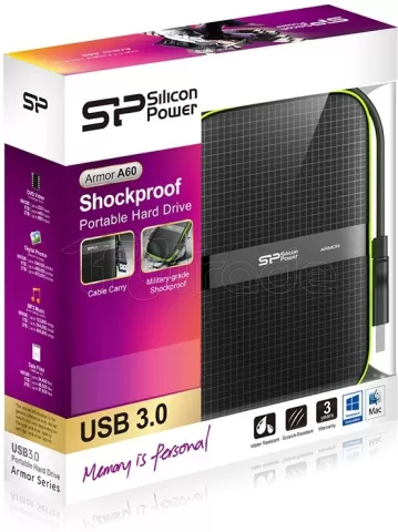 Photo de Disque dur externe Silicon Power Armor A60 - 2To (Noir/Vert)