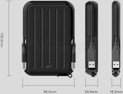 Photo de Disque dur externe Silicon Power Armor A66 - 1To (Noir/Jaune)