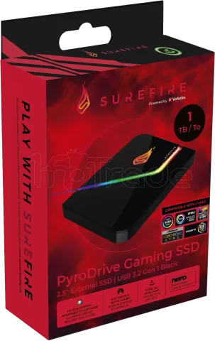 Photo de Disque Dur externe Verbatim SureFire PyroDrive RGB - 1To (Noir)