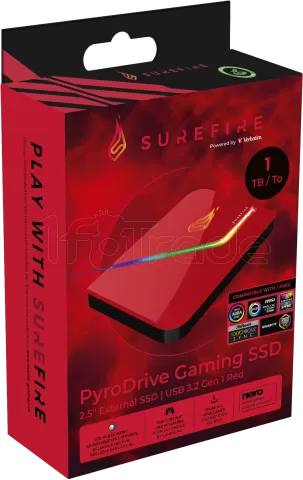 Photo de Disque Dur externe Verbatim SureFire PyroDrive RGB - 1To (Rouge)