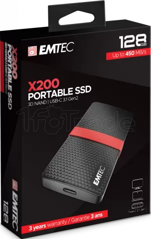 Photo de Disque SSD externe Emtec X200 - 128Go (Noir)