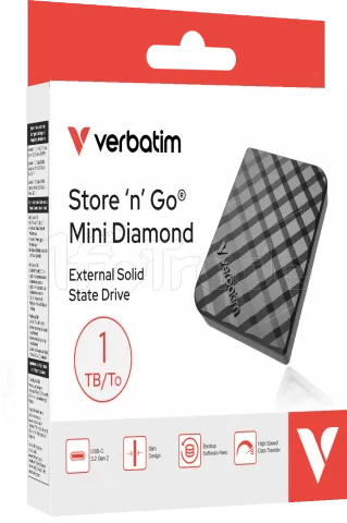 Photo de Disque SSD externe Verbatim Store'N'Go Mini Diamond - 1To (Noir)