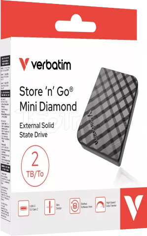 Photo de Disque SSD externe Verbatim Store'N'Go Mini Diamond - 2To (Noir)