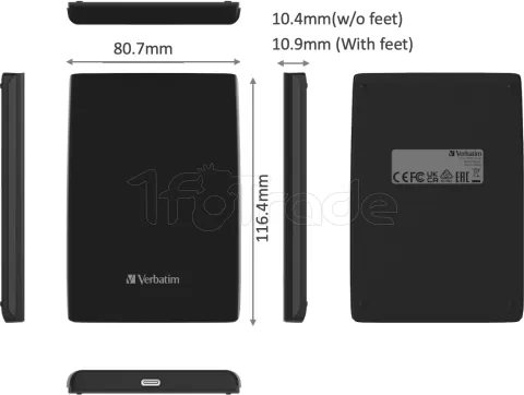 Photo de Disque SSD externe Verbatim Store'N'Go Slim - 256Go (Noir)