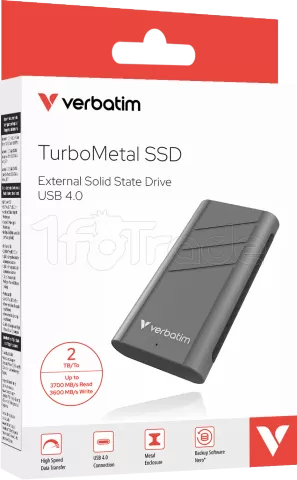 Photo de Disque SSD externe Verbatim TurboMetal - 2To (Gris)