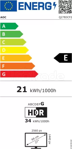 Photo de Ecran 27" AOC Q27B3CF2 Quad HD 100Hz (Noir)