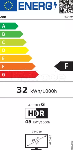 Photo de Ecran 34" AOC U34E2M UWQHD 100Hz (Noir)