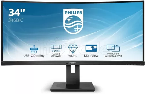 Photo de Ecran incurvé 34" Philips B-Line 346B1C UWQHD (Noir)