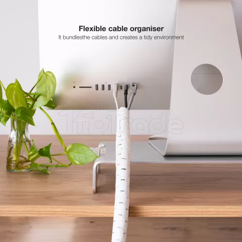 Photo de Gaîne Organisateur de câbles Nanocable 3m x 25mm avec outil de pose (Blanc)