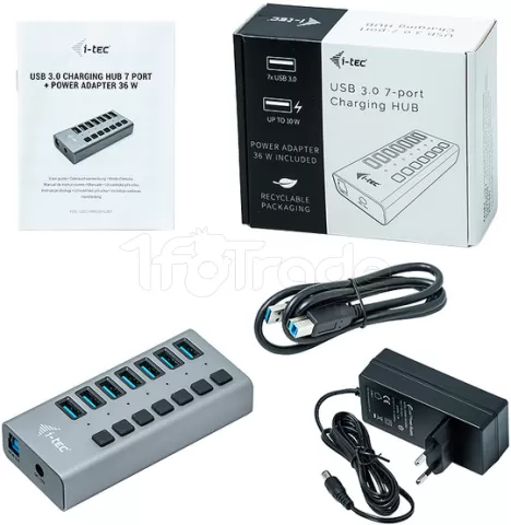 Photo de Hub USB 3.0 alimenté I-Tec Charging 36W - 7 ports (Gris)