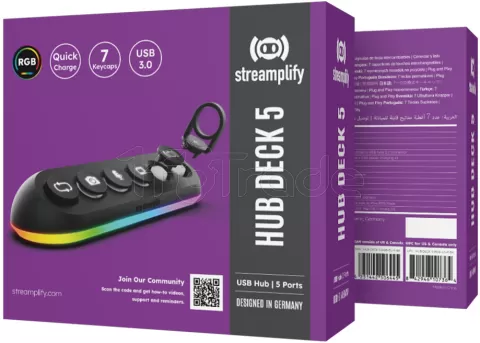 Photo de Hub USB 3.0 Streamplify Hub Deck 5 RGB - 5 ports (Noir)