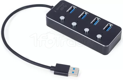 Photo de Hub USB 3.1 Gembird - 4 ports avec interrupteurs (Noir)