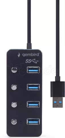 Photo de Hub USB 3.1 Gembird - 4 ports avec interrupteurs (Noir)