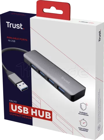 Photo de Hub USB 3.2 Trust Halyx - 4 ports (Gris)