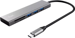 Photo de Hub USB-C 3.2 Trust Halyx - 3 ports USB-A + lecteur de cartes (Argent)