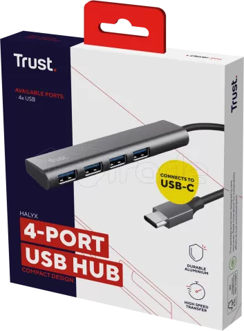 Photo de Hub USB-C 3.2 Trust Halyx - 4 ports (Gris)