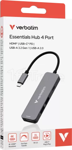 Photo de Hub USB-C 3.2 Verbatim Essentials - 4 ports (Gris)